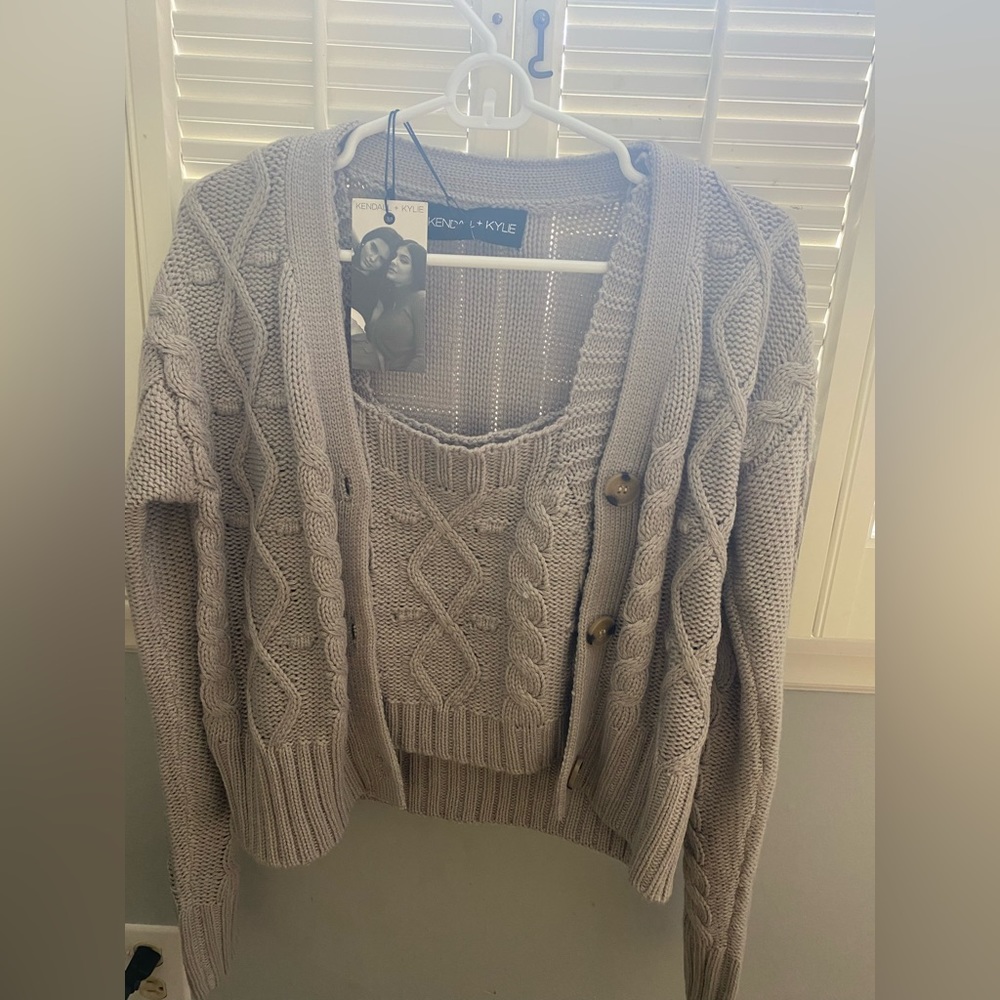 Purple haze cropped cardigan tank set